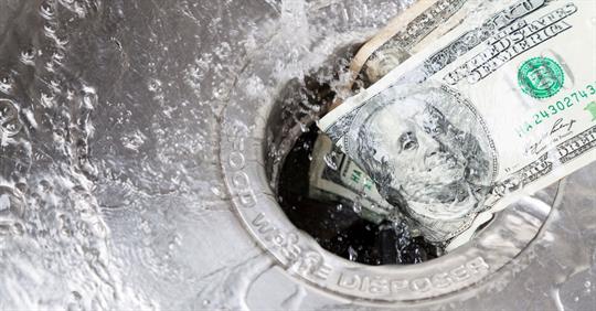 money going down drain