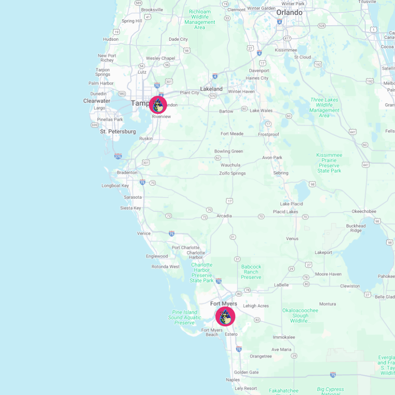 GOAT Florida Locations Map